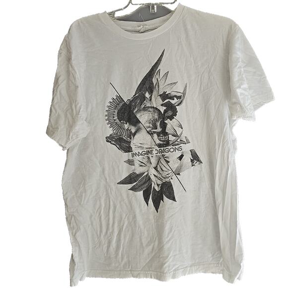 Bay Island White Imagine Dragons Crew Neck Short Sleeve Top Womans Size XL - Picture 1 of 4